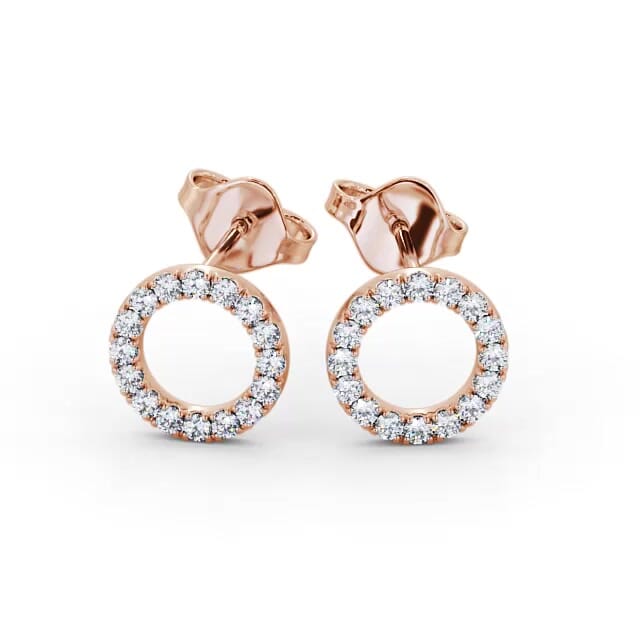 Circle Design Round Diamond Earrings 18K Rose Gold - Rachelle ERG120_RG_EAR