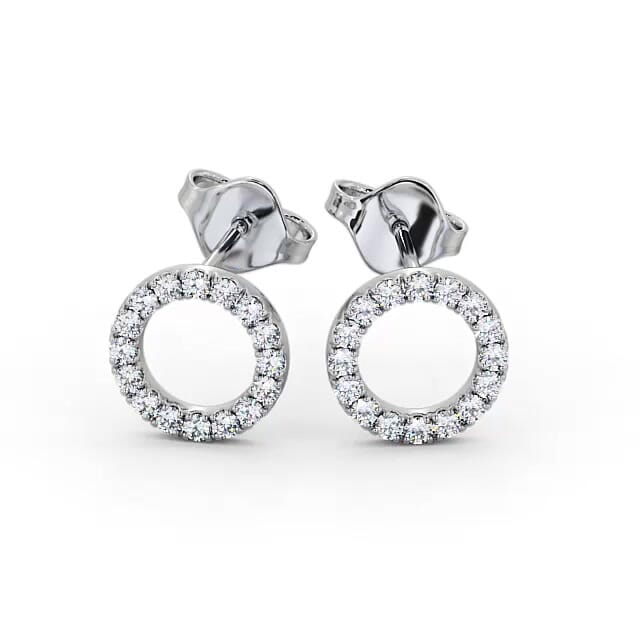 Circle Design Round Diamond Earrings 18K White Gold - Rachelle ERG120_WG_EAR