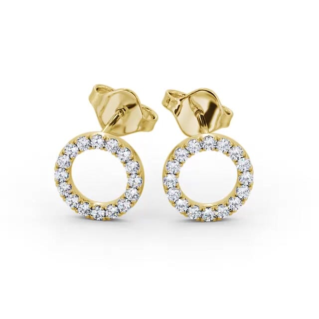Circle Design Round Diamond Earrings 18K Yellow Gold - Rachelle ERG120_YG_EAR