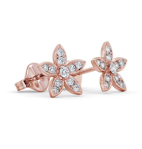 Floral Design Round Diamond Cluster Earrings 18K Rose Gold ERG121_RG_THUMB1 
