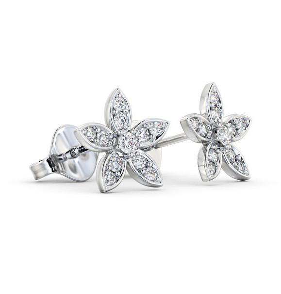 Floral Design Round Diamond Cluster Earrings 9K White Gold ERG121_WG_THUMB1 