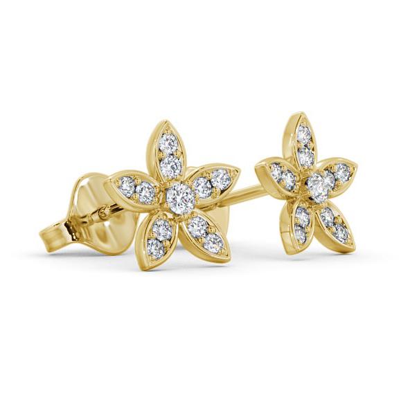Floral Design Round Diamond Cluster Earrings 18K Yellow Gold ERG121_YG_THUMB1 