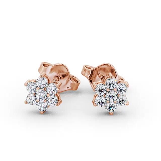 Cluster Round Diamond Earrings 18K Rose Gold - Laynie ERG122_RG_EAR