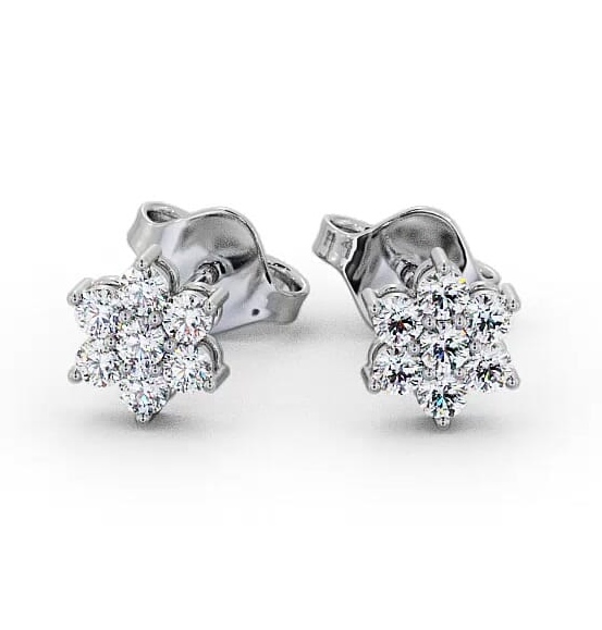 Cluster Round Diamond Floral Design Earrings 9K White Gold ERG122_WG_THUMB2 