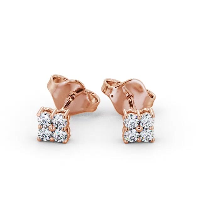 Cluster Round Diamond Earrings 18K Rose Gold - Jailene ERG123_RG_EAR