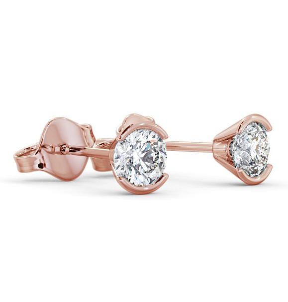 Round Diamond Open Bezel Stud Earrings 9K Rose Gold ERG125_RG_THUMB1 