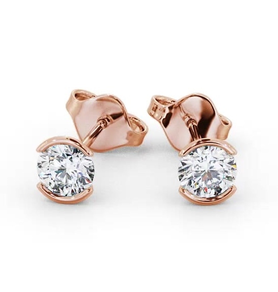 Round Diamond Open Bezel Stud Earrings 18K Rose Gold ERG125_RG_THUMB1