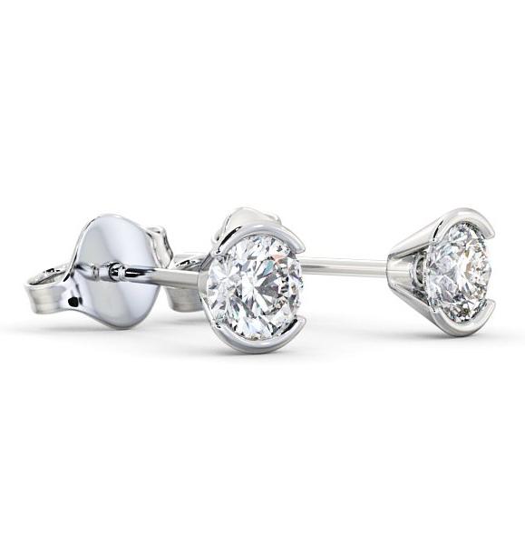Round Diamond Open Bezel Stud Earrings 18K White Gold ERG125_WG_THUMB1 