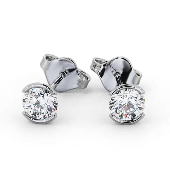 Round Diamond Open Bezel Stud Earrings 9K White Gold ERG125_WG_THUMB2 