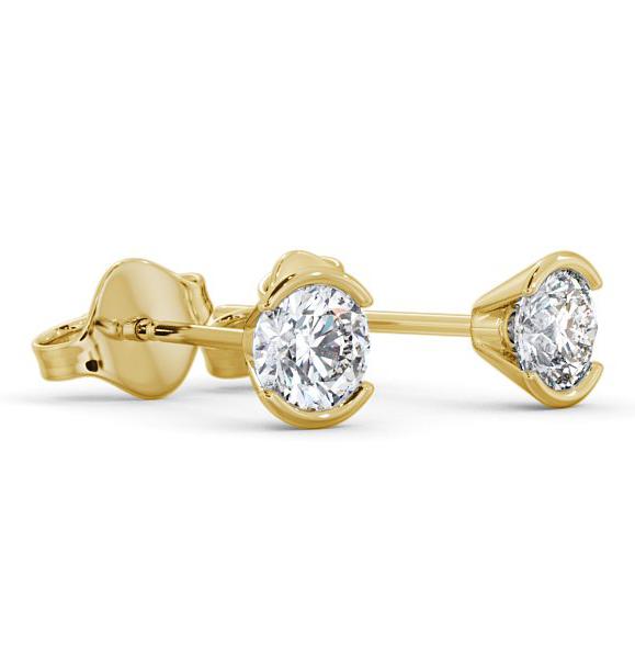 Round Diamond Open Bezel Stud Earrings 9K Yellow Gold ERG125_YG_THUMB1 