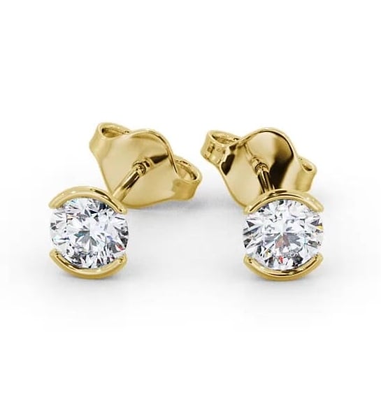 Round Diamond Open Bezel Stud Earrings 18K Yellow Gold ERG125_YG_THUMB2 