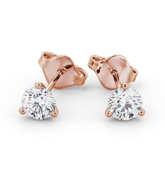 Round Diamond Three Claw Stud Earrings 18K Rose Gold ERG126_RG_THUMB2 