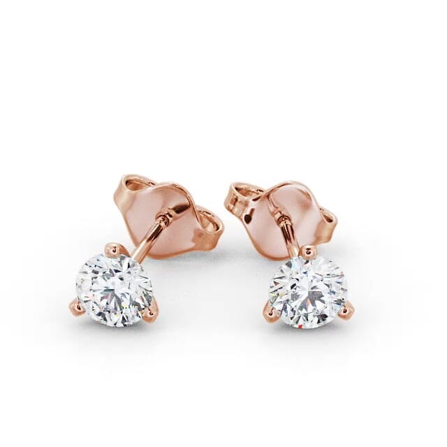 Round Diamond Three Claw Stud Earrings 18K Rose Gold - Fay ERG126_RG_EAR