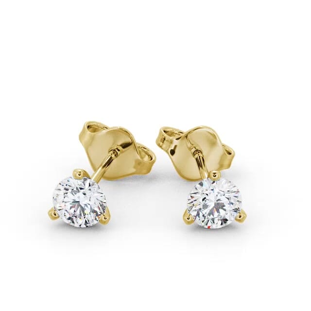 Round Diamond Three Claw Stud Earrings 18K Yellow Gold - Fay ERG126_YG_EAR