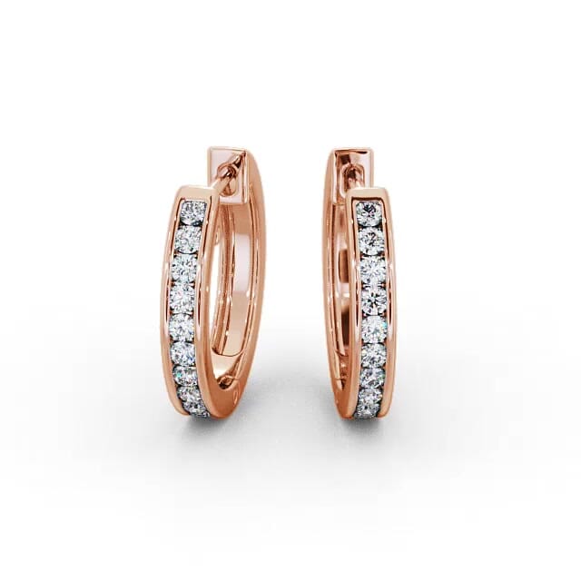 Hoop Round Diamond Earrings 18K Rose Gold - Vivian ERG127_RG_EAR