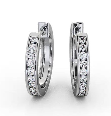Hoop Round Diamond Channel Set Earrings 9K White Gold ERG127_WG_THUMB1