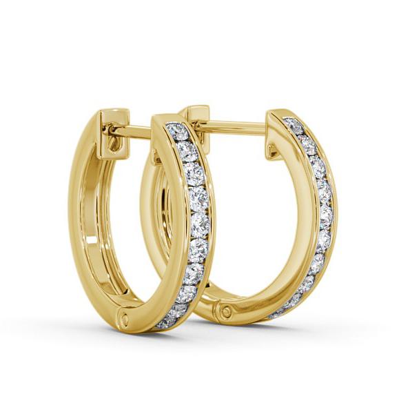 Hoop Round Diamond Channel Set Earrings 18K Yellow Gold ERG127_YG_THUMB1 