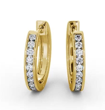 Hoop Round Diamond Channel Set Earrings 18K Yellow Gold ERG127_YG_THUMB2 