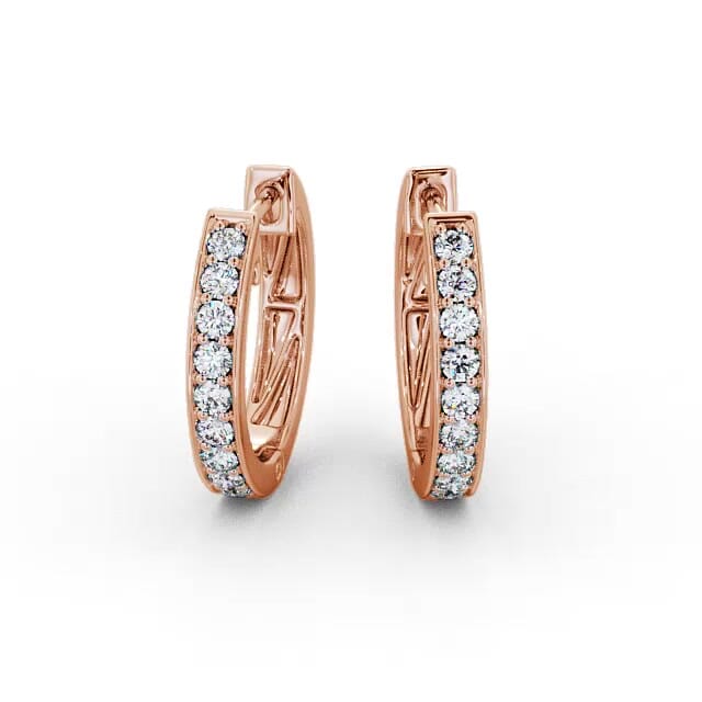 Hoop Round Diamond Earrings 18K Rose Gold - Divina ERG128_RG_EAR