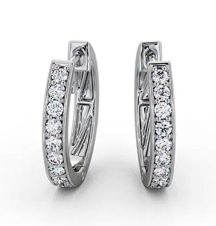 Hoop Round Diamond Channel Set Earrings 18K White Gold ERG128_WG_THUMB2 