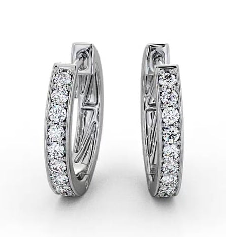 Hoop Round Diamond Channel Set Earrings 18K White Gold ERG128_WG_THUMB1
