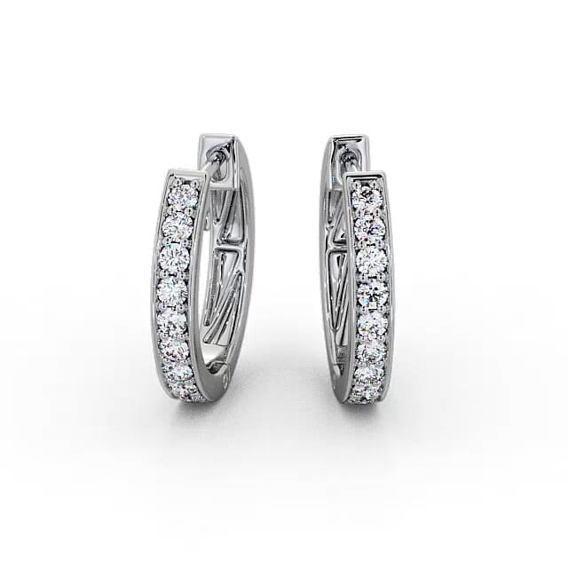 Hoop Round Diamond Earrings 9K White Gold - Divina ERG128_WG_EAR