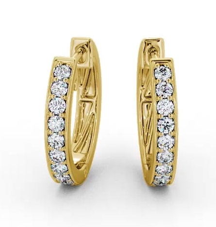 Hoop Round Diamond Channel Set Earrings 18K Yellow Gold ERG128_YG_THUMB2 