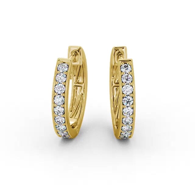 Hoop Round Diamond Earrings 18K Yellow Gold - Divina ERG128_YG_EAR