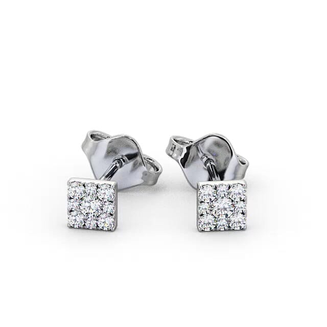Cluster Round Diamond Earrings 18K White Gold - Jannel ERG129_WG_EAR