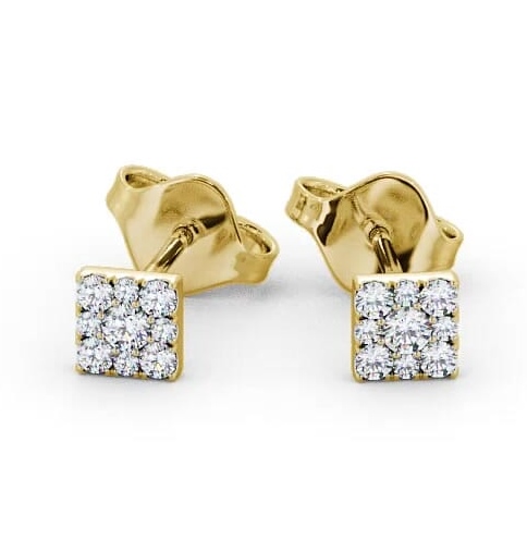 Cluster Round Diamond Square Earrings 18K Yellow Gold ERG129_YG_THUMB1