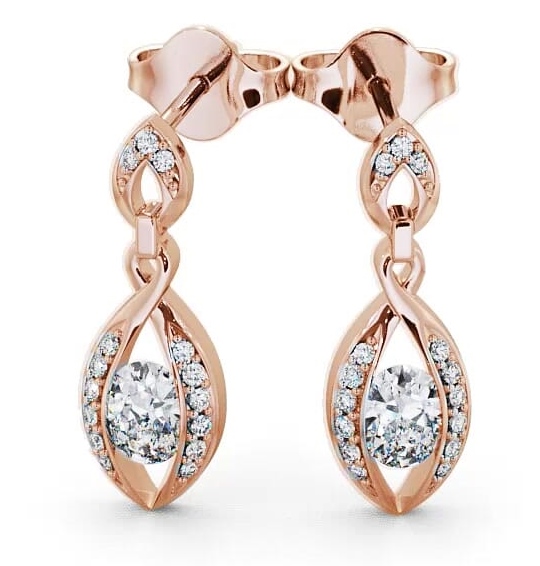 Drop Oval Diamond Unique Style Earrings 9K Rose Gold ERG12_RG_THUMB1