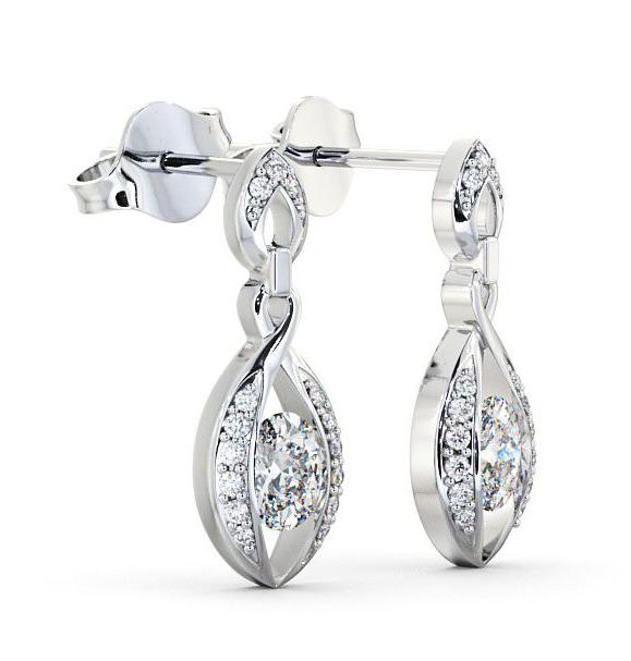 Drop Oval Diamond Unique Style Earrings 18K White Gold ERG12_WG_THUMB1 