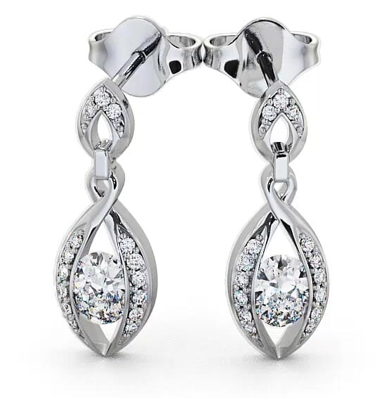 Drop Oval Diamond Unique Style Earrings 9K White Gold ERG12_WG_THUMB2 
