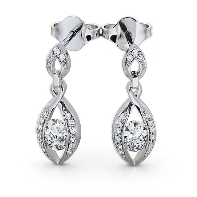 Drop Oval Diamond Earrings 18K White Gold - Samarah ERG12_WG_EAR