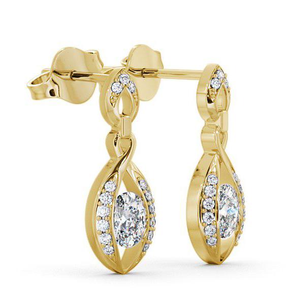 Drop Oval Diamond Unique Style Earrings 18K Yellow Gold ERG12_YG_THUMB1 