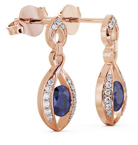 Drop Style Blue Sapphire and Diamond 1.32ct Earrings 9K Rose Gold ERG12GEM_RG_BS_THUMB1 