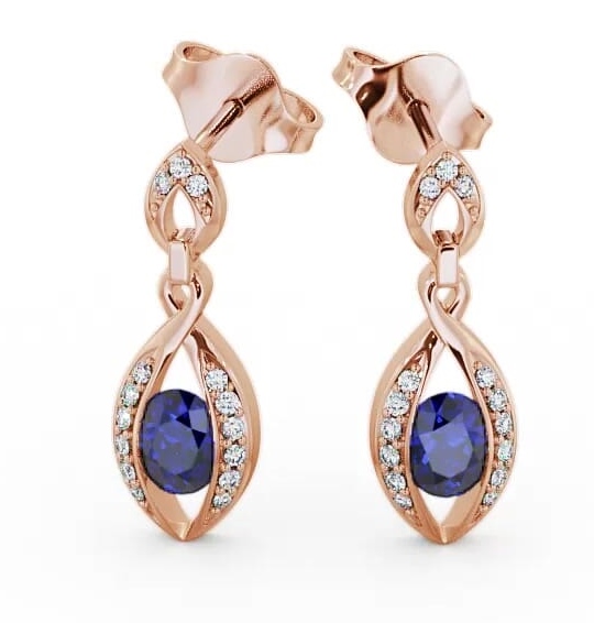 Drop Style Blue Sapphire and Diamond 1.32ct Earrings 18K Rose Gold ERG12GEM_RG_BS_THUMB1