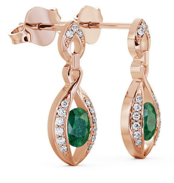 Drop Style Emerald and Diamond 1.16ct Earrings 9K Rose Gold ERG12GEM_RG_EM_THUMB1 