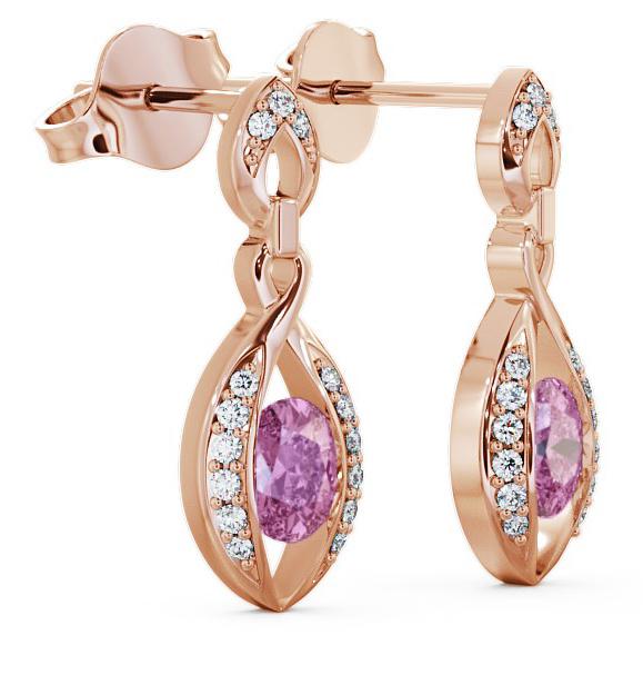 Drop Style Pink Sapphire and Diamond 1.32ct Earrings 18K Rose Gold ERG12GEM_RG_PS_THUMB1 