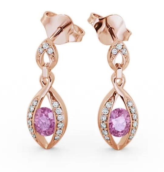 Drop Style Pink Sapphire and Diamond 1.32ct Earrings 18K Rose Gold ERG12GEM_RG_PS_THUMB1