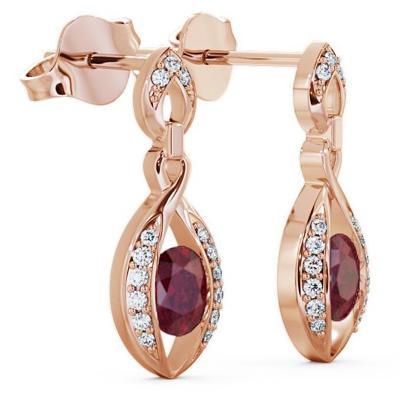Drop Style Ruby and Diamond 1.32ct Earrings 18K Rose Gold ERG12GEM_RG_RU_THUMB1 