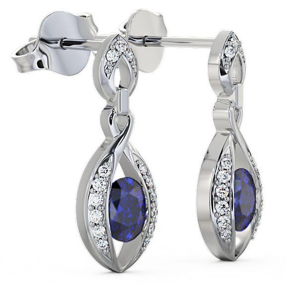 Drop Style Blue Sapphire and Diamond 1.32ct Earrings 9K White Gold ERG12GEM_WG_BS_THUMB1 