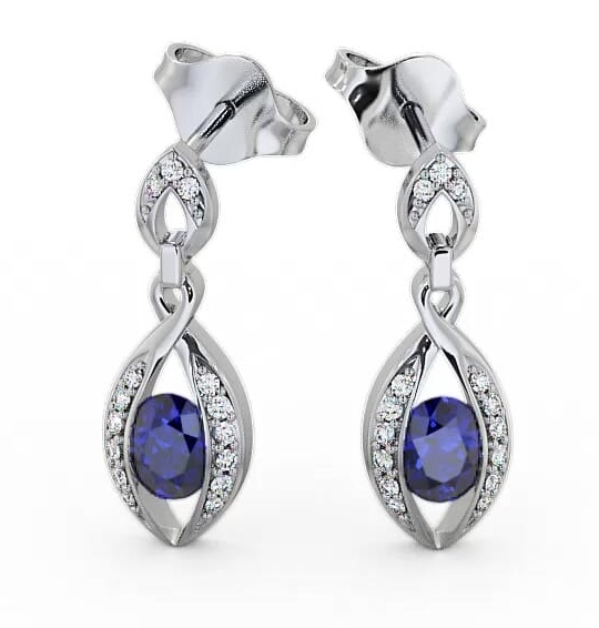 Drop Style Blue Sapphire and Diamond 1.32ct Earrings 18K White Gold ERG12GEM_WG_BS_THUMB1