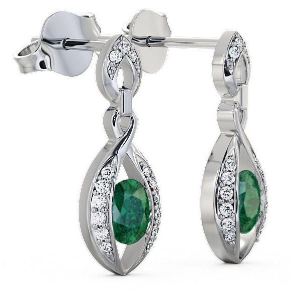 Drop Style Emerald and Diamond 1.16ct Earrings 18K White Gold ERG12GEM_WG_EM_THUMB1 