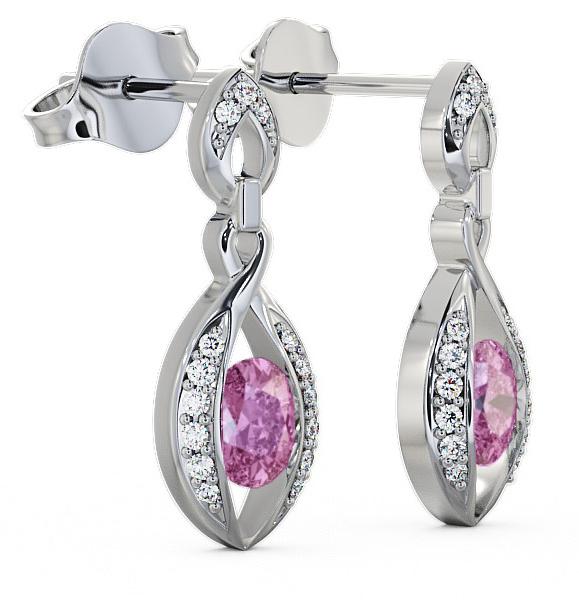 Drop Style Pink Sapphire and Diamond 1.32ct Earrings 18K White Gold ERG12GEM_WG_PS_THUMB1 