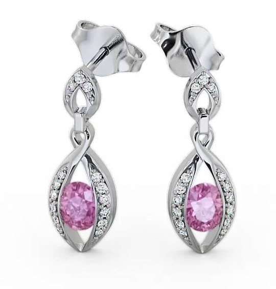 Drop Style Pink Sapphire and Diamond 1.32ct Earrings 18K White Gold ERG12GEM_WG_PS_THUMB1