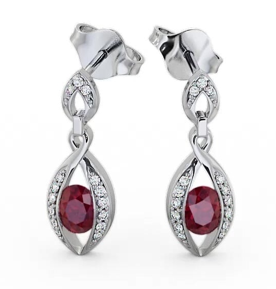 Drop Style Ruby and Diamond 1.32ct Earrings 18K White Gold ERG12GEM_WG_RU_THUMB2 