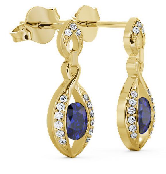Drop Style Blue Sapphire and Diamond 1.32ct Earrings 18K Yellow Gold ERG12GEM_YG_BS_THUMB1 