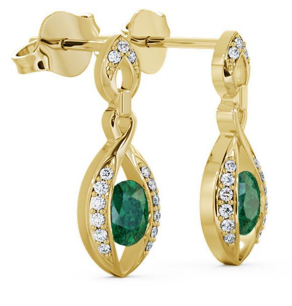 Drop Style Emerald and Diamond 1.16ct Earrings 9K Yellow Gold ERG12GEM_YG_EM_THUMB1 