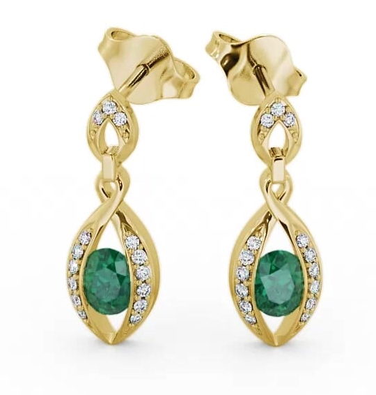 Drop Style Emerald and Diamond 1.16ct Earrings 9K Yellow Gold ERG12GEM_YG_EM_THUMB1